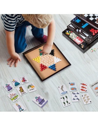 Juego de Mesa Deluxe 15 en 1 Etna - Madera y Almacenamiento