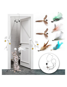 Juguete para Gatos Colgante LEKEWPET con 7 Recambios de Plumas