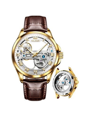 Reloj OLEVS automático para hombres con correa de cuero
