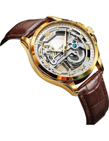 Reloj OLEVS automático para hombres con correa de cuero