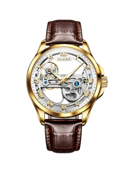 Reloj OLEVS automático para hombres con correa de cuero Reloj OLEVS automático para hombres con correa de cuero