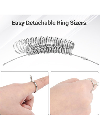 Medidor de Tamaño de Anillo NuLink Acero Inoxidable 27 Pcs