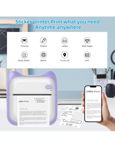 Impresora Térmica Mini PRINHSJI Portátil con 10 Rollos