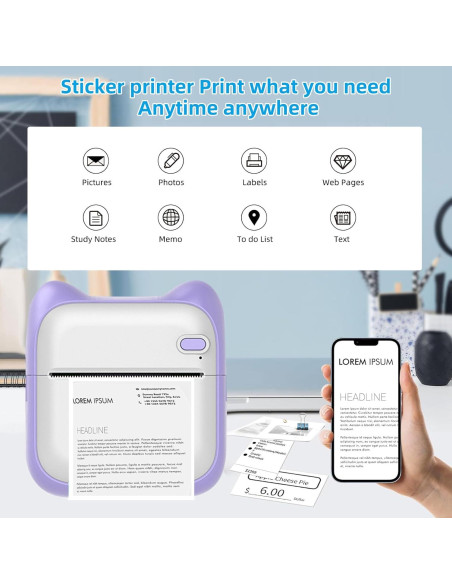 Impresora Térmica Mini PRINHSJI Portátil con 10 Rollos