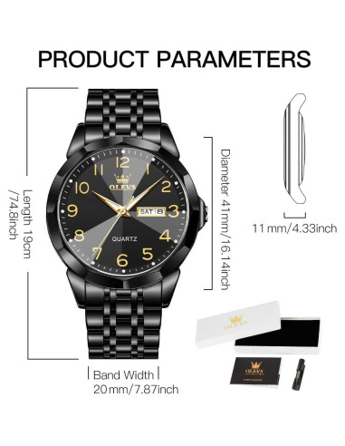 Reloj OLEVS Hombre Cuarzo Lujo Acero Inoxidable 41mm