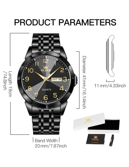 Reloj OLEVS Hombre Cuarzo Lujo Acero Inoxidable 41mm Reloj OLEVS Hombre Cuarzo Lujo Acero Inoxidable 41mm