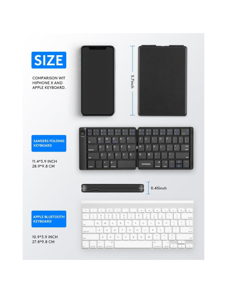 Teclado Bluetooth Plegable Samsers Negro - Portátil y Recargable Teclado Bluetooth Plegable Samsers Negro - Portátil y Recargable