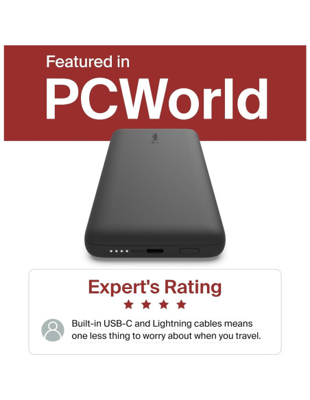 Cargador Portátil Belkin 10,000mAh USB-C y Lightning - Negro Cargador Portátil Belkin 10,000mAh USB-C y Lightning - Negro