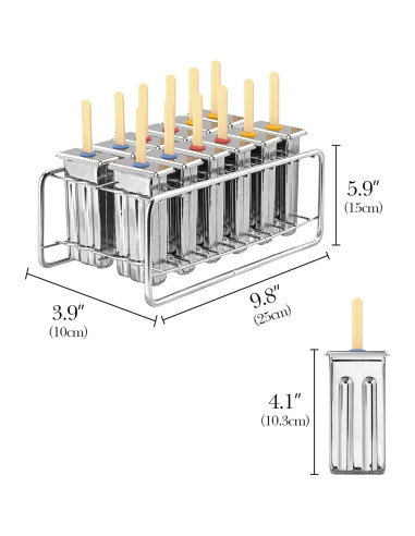 Paquete de 12 Moldes de Paletas de Acero Inoxidable TOCCOOL