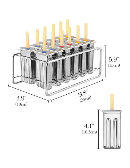 Paquete de 12 Moldes de Paletas de Acero Inoxidable TOCCOOL Paquete de 12 Moldes de Paletas de Acero Inoxidable TOCCOOL