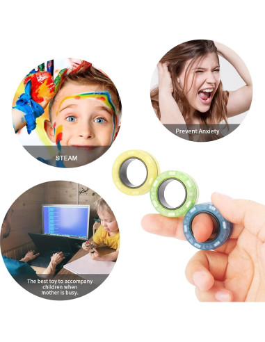 Juego de Anillos Magnéticos Antiestrés YZ 3 Piezas 3 Colores