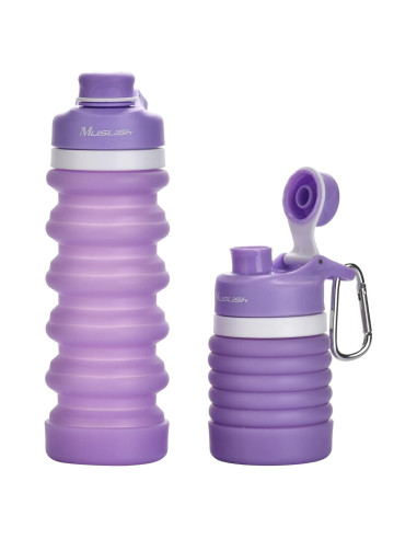 Botella de Agua Plegable Muslish 550ml Silicona A Prueba de Fugas