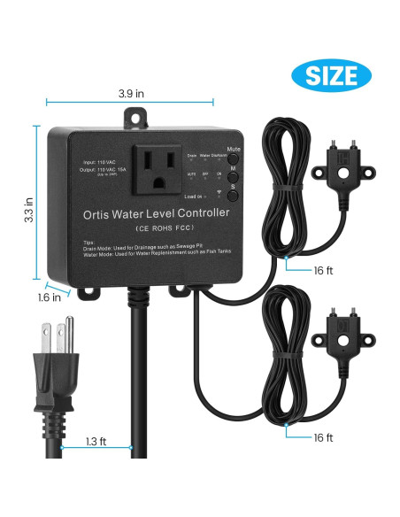 Controlador WiFi de Bomba de Sump Ortis KJ-048, Alarma y Monitoreo Controlador WiFi de Bomba de Sump Ortis KJ-048, Alarma y Monitoreo