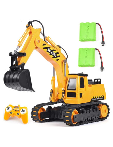 Excavadora RC DOUBLE E Amarilla 2 Baterías 35x12x21cm