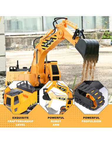Excavadora RC DOUBLE E Amarilla 2 Baterías 35x12x21cm
