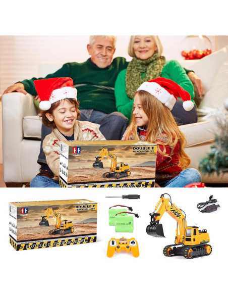Excavadora RC DOUBLE E Amarilla 2 Baterías 35x12x21cm Excavadora RC DOUBLE E Amarilla 2 Baterías 35x12x21cm