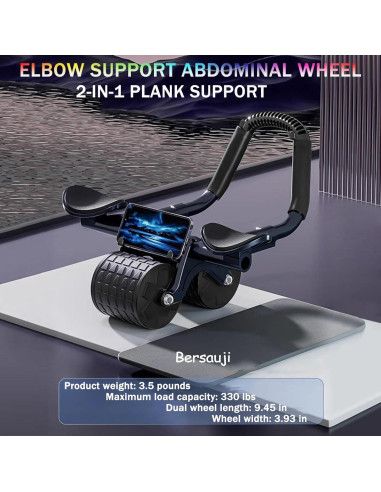 Rueda Abdominal Bersauji 2024 con Alfombrilla y Temporizador