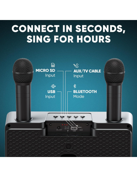 Karaoke MASINGO Presto G2 con 2 Micrófonos Inalámbricos Karaoke MASINGO Presto G2 con 2 Micrófonos Inalámbricos