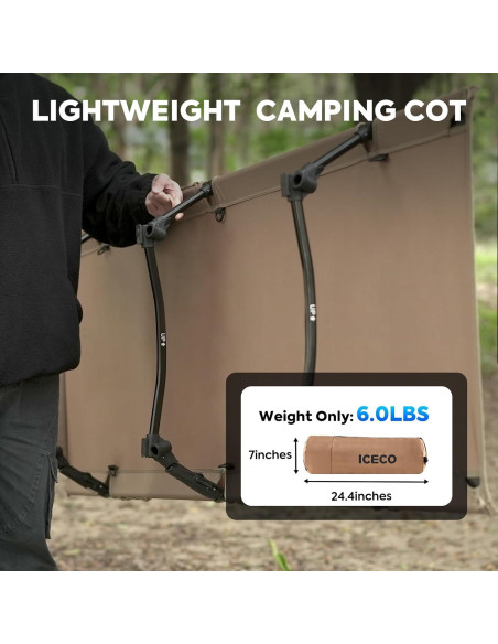 Cama de Camping ICECO CC190 Pro Plegable 180 kg Khaki Cama de Camping ICECO CC190 Pro Plegable 180 kg Khaki