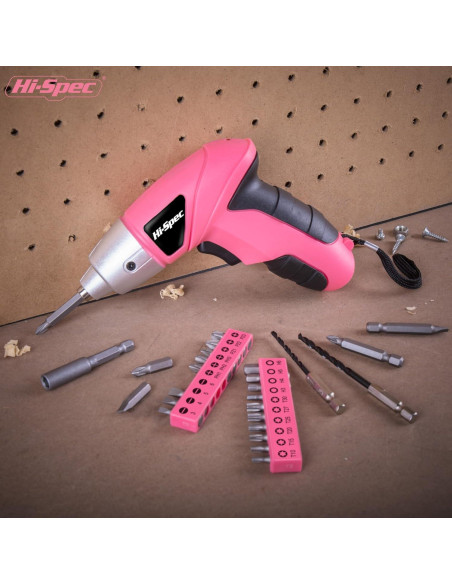 Destornillador eléctrico Hi-Spec 27 piezas 3.6V rosa Destornillador eléctrico Hi-Spec 27 piezas 3.6V rosa