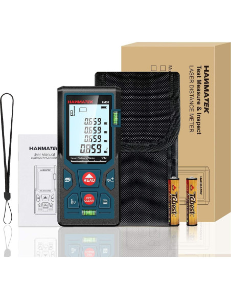 Medidor láser HANMATEK LM50 50m con pantalla LCD y burbuja Medidor láser HANMATEK LM50 50m con pantalla LCD y burbuja