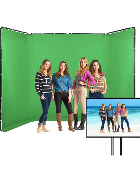 Pantalla Verde Chromakey 2.4m x 4m GSKAIWEN con Soporte Pantalla Verde Chromakey 2.4m x 4m GSKAIWEN con Soporte