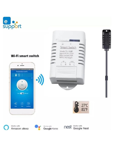 Interruptor Inteligente MHCOZY 16A WiFi Control Temperatura Interruptor Inteligente MHCOZY 16A WiFi Control Temperatura