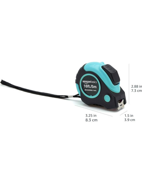 Cinta Métrica Amazon Basics 4.9 m Turquesa Retráctil Cinta Métrica Amazon Basics 4.9 m Turquesa Retráctil