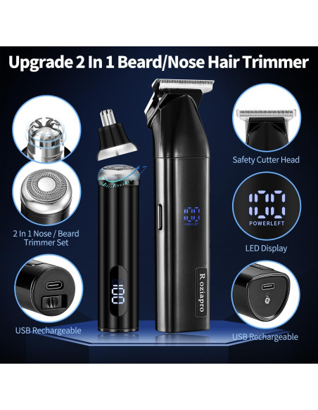 Kit de Recortadoras Roziapro para Hombre - Precisión y Carga Rápida Kit de Recortadoras Roziapro para Hombre - Precisión y Carga Rápida