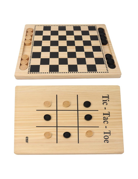 Juego de Mesa Reversible GSE Damas y Tres en Raya Juego de Mesa Reversible GSE Damas y Tres en Raya