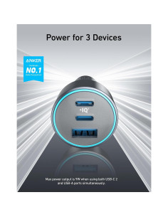 Cargador de coche Anker 535 USB-C 67W 3 puertos compacto 2