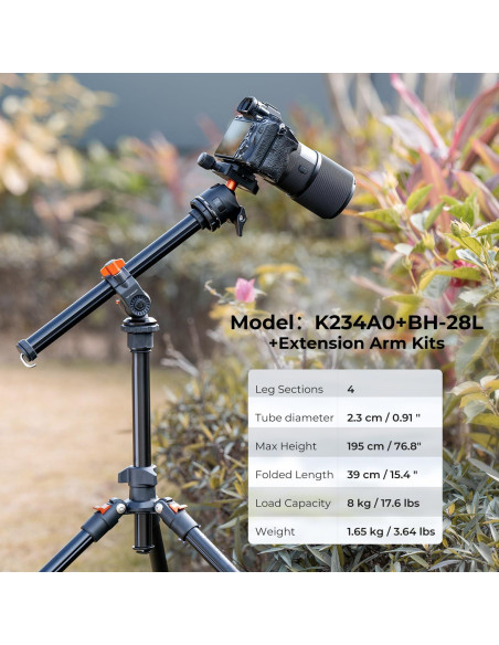 Trípode K&F Concept 76" (195cm) para Cámara DSLR 8kg Trípode K&F Concept 76" (195cm) para Cámara DSLR 8kg