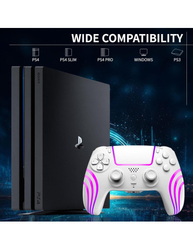 Controladores Inalámbricos Hittoliy para PS4 - LED RGB, Doble Golpe