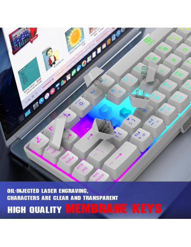 Teclado Gaming Snpurdiri 60% Compacto RGB Ergonómico Blanco