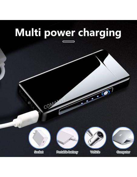 Encendedor de Plasma Recargable USB COMANYI Negro Encendedor de Plasma Recargable USB COMANYI Negro