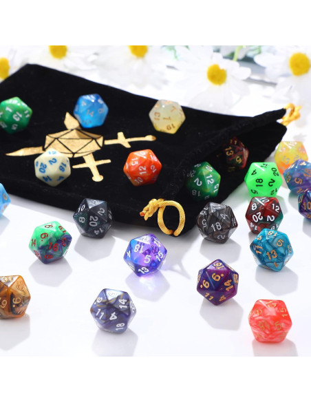 Juego de Dados Poliedricos 25 Piezas TecUnite con Bolsa Negra Juego de Dados Poliedricos 25 Piezas TecUnite con Bolsa Negra