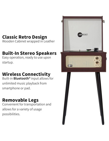 Tocadiscos Bluetooth Arkrocket Discovery II 3 Velocidades Retro