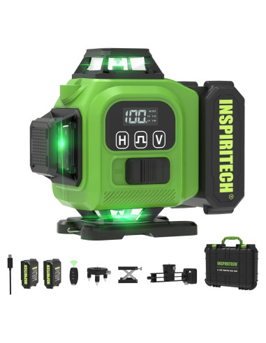 Nivel Láser Verde INSPIRITECH 4x360 Autonivelante con Control Remoto