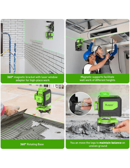 Nivel Láser Huepar 4D Verde 360 con Control Remoto 904DG Nivel Láser Huepar 4D Verde 360 con Control Remoto 904DG