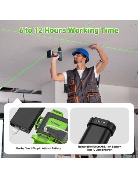 Nivel Láser Huepar 4D Verde 360 con Control Remoto 904DG Nivel Láser Huepar 4D Verde 360 con Control Remoto 904DG