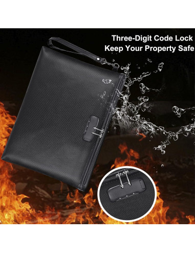 Bolsa de Documentos a Prueba de Fuego ZOOPIP A4 Negra