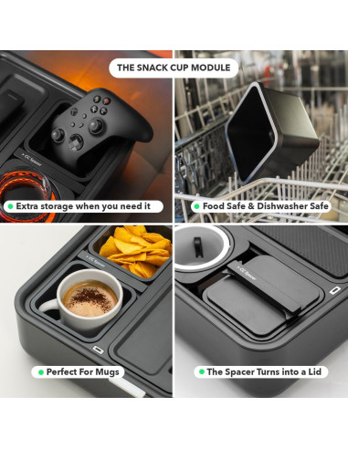 Bandeja CouchConsole - Caddy para Bebidas y Snacks Negro Verde