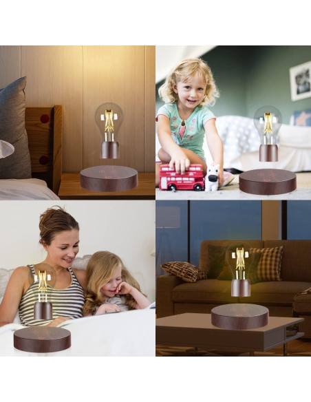Lámpara de Escritorio LED Flotante VGAzer - Base de Madera Redonda Lámpara de Escritorio LED Flotante VGAzer - Base de Madera Redonda