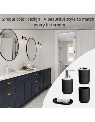 Juego de Accesorios de Baño Moss & Stone 6 Piezas Negro
