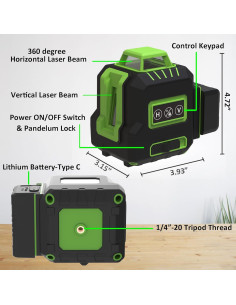 Nivel láser INSPIRITECH 360 con trípode y 2 baterías 2