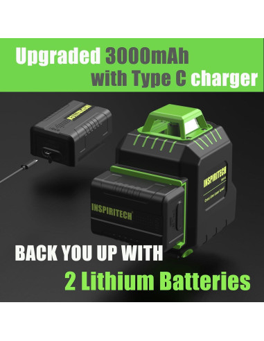 Nivel láser INSPIRITECH 360 con trípode y 2 baterías
