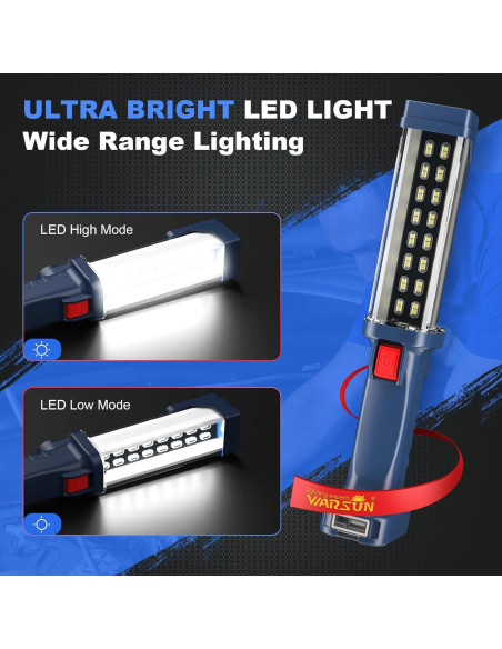 Luz de trabajo LED WARSUN 30W 1200 lúmenes recargable Luz de trabajo LED WARSUN 30W 1200 lúmenes recargable