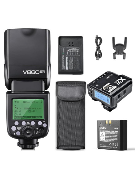 Flash Godox V860II-N i-TTL 2.4G GN60 con Batería y Transmisor Flash Godox V860II-N i-TTL 2.4G GN60 con Batería y Transmisor