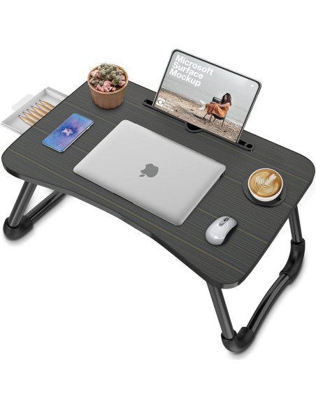 Mesa de cama plegable Zapuno para laptop 60x40cm negra Mesa de cama plegable Zapuno para laptop 60x40cm negra