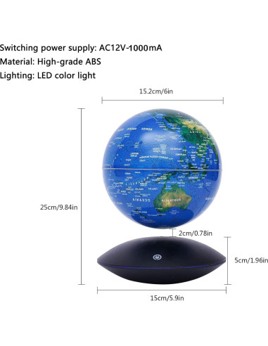 Globo Flotante Magnético LIQUTIYS 15,24 cm LED Azul